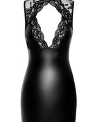 F343 Wetlook Minikleid mit Spitze von Noir Handmade - S / schwarz - Minikleid