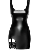 F344 Wetlook Minikleid mit Strumpfband von Noir Handmade - S / schwarz - Minikleid