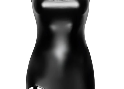 F344 Wetlook Minikleid mit Strumpfband von Noir Handmade - S / schwarz - Minikleid