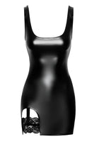 F344 Wetlook Minikleid mit Strumpfband von Noir Handmade - S / schwarz - Minikleid