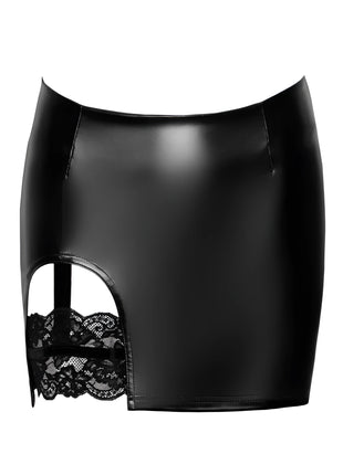 F345 Wetlook Minirock mit Strumpfband von Noir Handmade - S / schwarz - Minirock