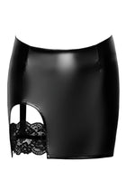 F345 Wetlook Minirock mit Strumpfband von Noir Handmade - S / schwarz - Minirock