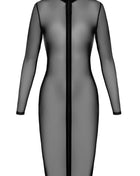 F347 halblanges Kleid aus feinem Netz von Noir Handmade - S / schwarz - halblanges Kleid