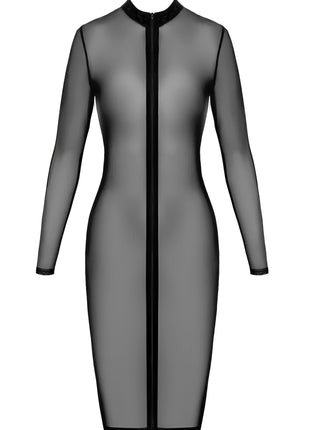 F347 halblanges Kleid aus feinem Netz von Noir Handmade - S / schwarz - halblanges Kleid