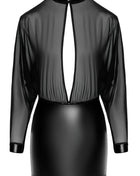 F348 Tüll-Minikleid mit Wetlook von Noir Handmade - S / schwarz - Minikleid