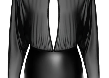 F348 Tüll-Minikleid mit Wetlook von Noir Handmade - S / schwarz - Minikleid