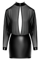 F348 Tüll-Minikleid mit Wetlook von Noir Handmade - S / schwarz - Minikleid