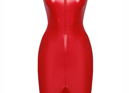 F354 halblanges Wetlook Kleid von Noir Handmade Orgia Collection - S / rot - halblanges Kleid