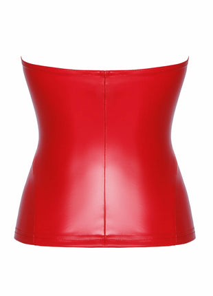 F355 Wetlook Corsagen-Top rot von Noir Hanndmade Orgia Collection - Korsetts