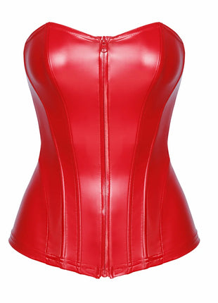 F355 Wetlook Corsagen-Top rot von Noir Hanndmade Orgia Collection - S / Red - Korsetts