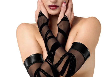 F361 Bondesque Opera-Handschuhe mit Daumenschlaufe von Noir Handmade - S/M / schwarz - Armstulpen