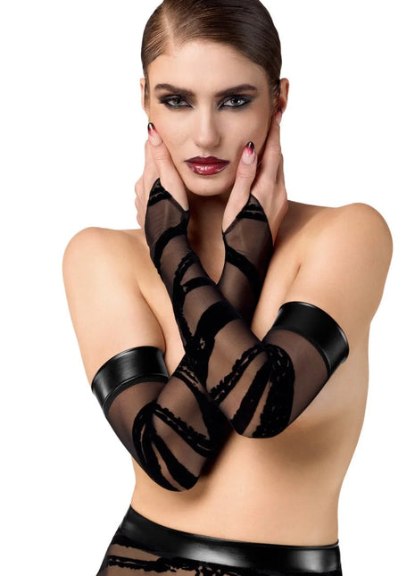 F361 Bondesque Opera-Handschuhe mit Daumenschlaufe von Noir Handmade - S/M / schwarz - Armstulpen