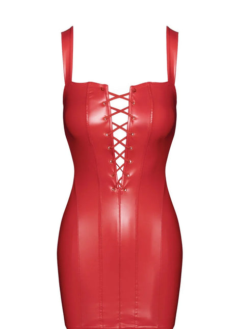 F364 rotes Bombshell Minikleid mit Schnürung von Noir Handmade - XS / Red - Minikleid