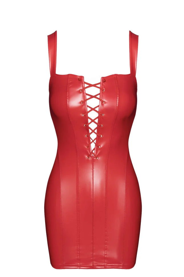 F364 rotes Bombshell Minikleid mit Schnürung von Noir Handmade - XS / Red - Minikleid