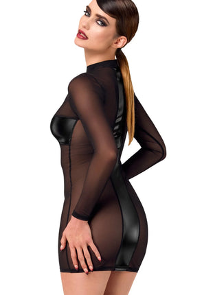 F369 Crossfire Netz und Wetlook Minikleid von Noir Handmade - Minikleid