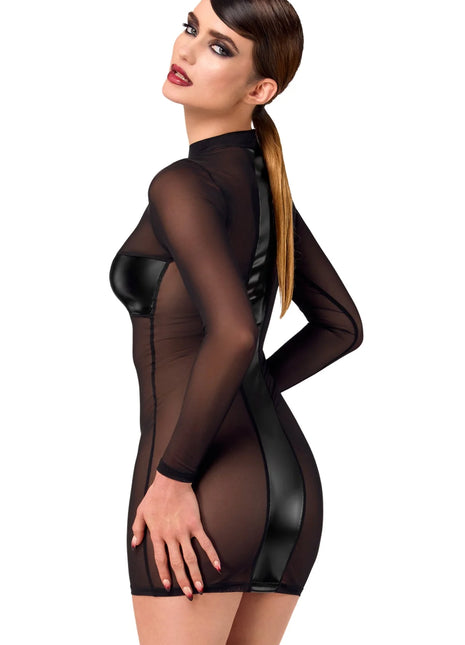 F369 Crossfire Netz und Wetlook Minikleid von Noir Handmade - Minikleid