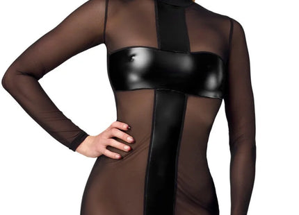 F369 Crossfire Netz und Wetlook Minikleid von Noir Handmade - Minikleid