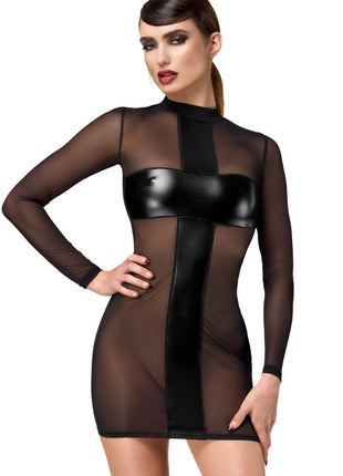 F369 Crossfire Netz und Wetlook Minikleid von Noir Handmade - Minikleid