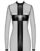 F369 Crossfire Netz und Wetlook Minikleid von Noir Handmade - XS / schwarz - Minikleid