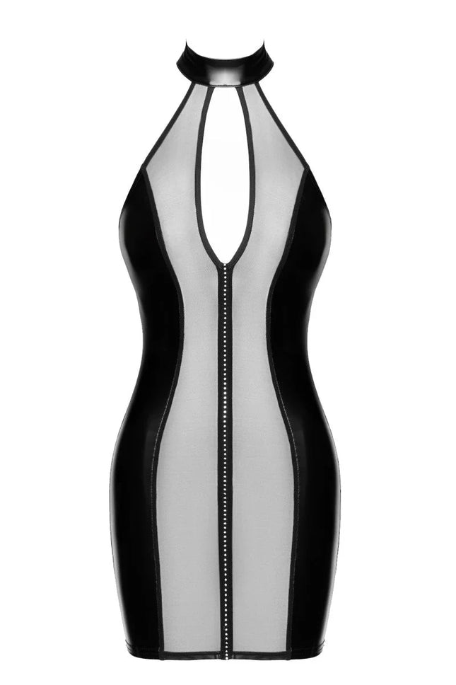 F370 Luxuria Crystal Sheer Minikleid von Noir Handmade - XS / schwarz - Minikleid