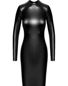 F371 Luxuria Crystal Sheer Midikleid von Noir Handmade - XS / schwarz - halblanges Kleid