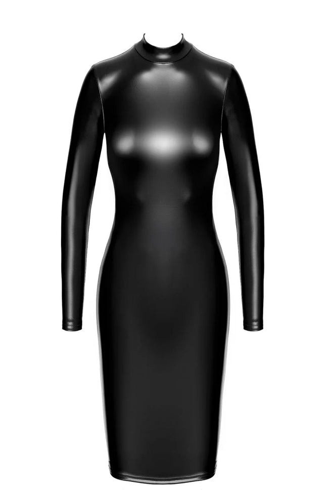 F371 Luxuria Crystal Sheer Midikleid von Noir Handmade - XS / schwarz - halblanges Kleid