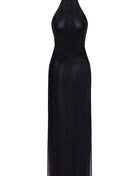 F372 langes Kleid Onyx Twin-slit von Noir Handmade - XS / schwarz - langes Kleid