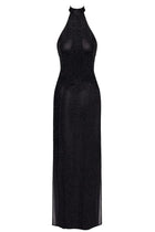 F372 langes Kleid Onyx Twin-slit von Noir Handmade - XS / schwarz - langes Kleid