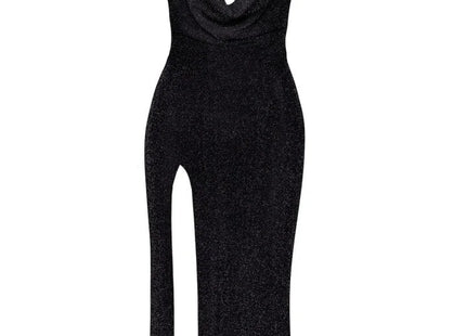 F373 langes Kleid Onyx Liquid von Noir Handmade - XS / schwarz - langes Kleid