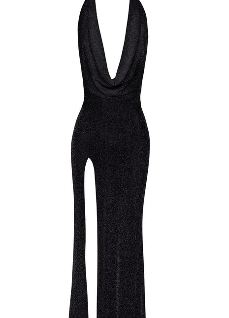 F373 langes Kleid Onyx Liquid von Noir Handmade - XS / schwarz - langes Kleid