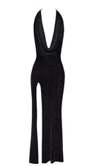 F373 langes Kleid Onyx Liquid von Noir Handmade - XS / schwarz - langes Kleid