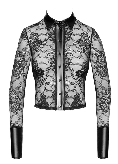 F377 Noirelle Lace Button-up Shirt von Noir Handmade - XS / schwarz - Shirt