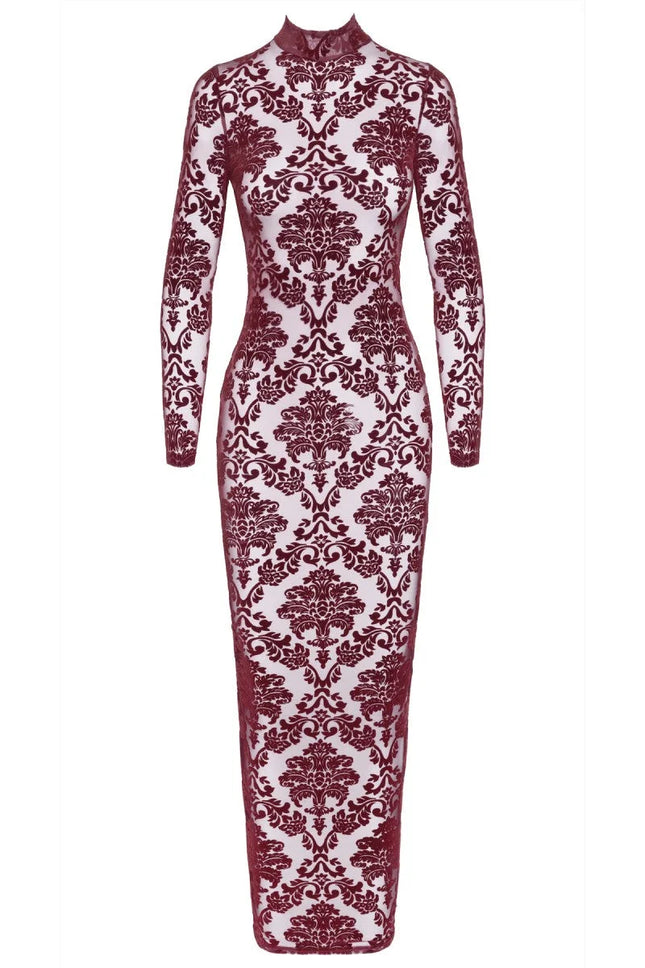 F383 Langes Flockkleid Kink Royal von Noir Handmade - XS / rot - langes Kleid