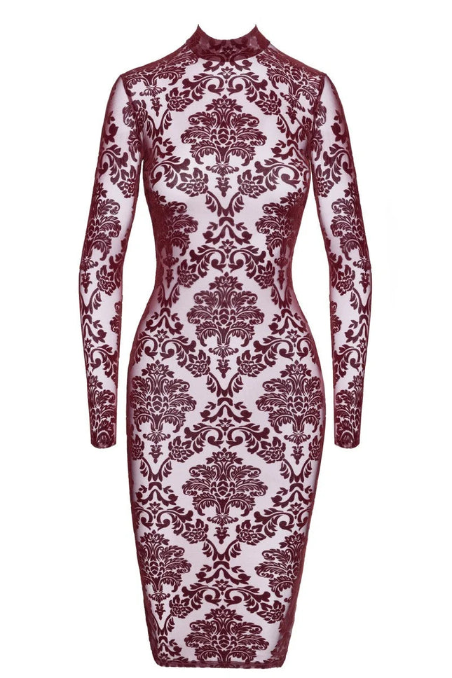 F384 halblanges Flockkleid Kink Royal von Noir Handmade - XS / rot - halblanges Kleid