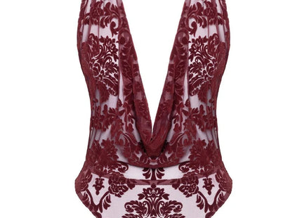 F386 Body Kink Royal mit Wasserfallausschnitt von Noir Handmade - XS / rot - Body