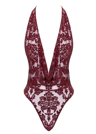 F386 Body Kink Royal mit Wasserfallausschnitt von Noir Handmade - XS / rot - Body
