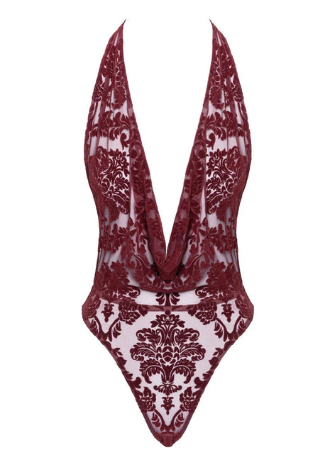 F386 Body Kink Royal mit Wasserfallausschnitt von Noir Handmade - XS / rot - Body