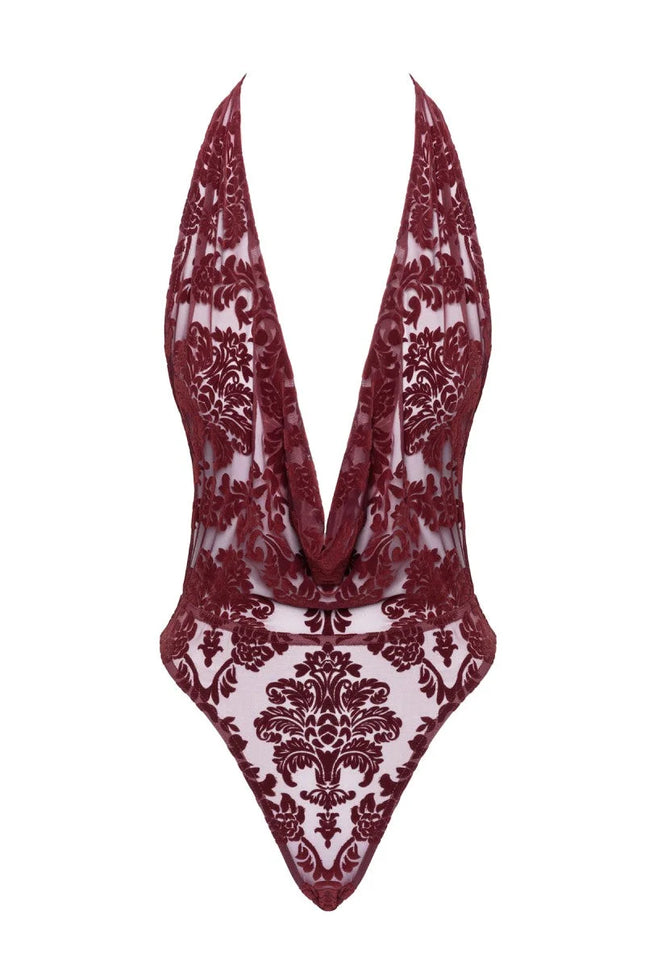 F386 Body Kink Royal mit Wasserfallausschnitt von Noir Handmade - XS / rot - Body