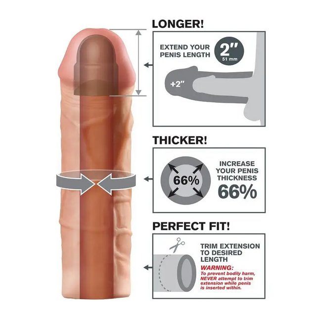 FANTASY X- TENSIONS - MEGA 2 EXTENSION FLESH - Penishüllen mit Verlängerung