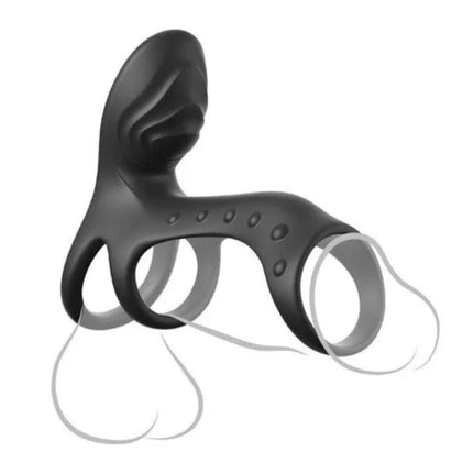 Schwarzer silikon vibrierender cock ring mit ergonomischem design und strukturierter griffzone fantasy c-ringz ultimate couples cage