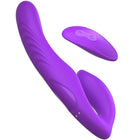 Lila silikon doppelpenetrationsvibrator mit fernbedienung und 9 stufen in ergonomischem design das ultimative strapless strap-on