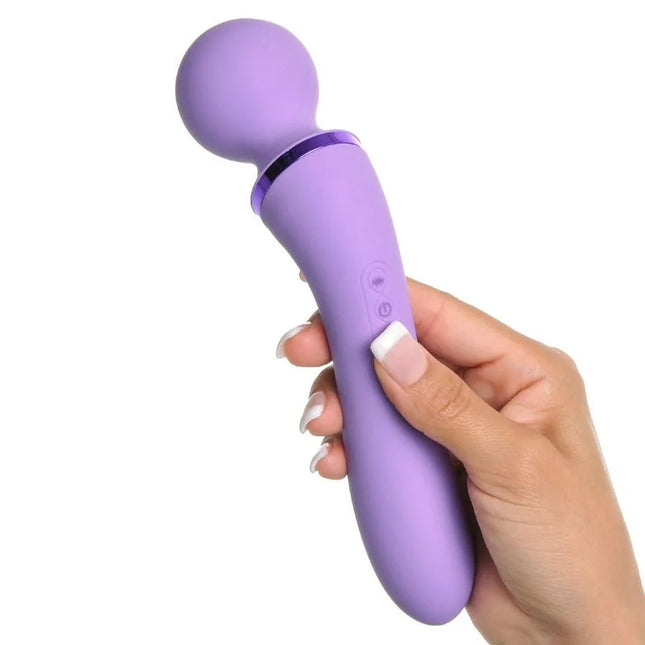 Lila silikon-duo-wand mit rundem kopf und power-knopf für fantasy for her mit 2 motoren