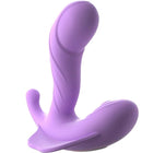 Lila silikon vibrator mit gebogenem ergonomischem design und strukturierter oberfläche für g-punkt stimulation