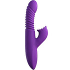 Lila silikon rabbit-vibrator mit texturierten rillen und krallenformigem aufsatz für ultimate thrusting clit stimulation