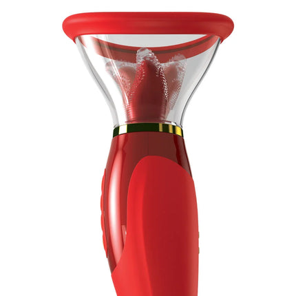 Red silicone und klarer kunststoff saugnapfspielzeug mit strukturiertem rotem kopf fantasy for her ultimate pleasure pulse el botón