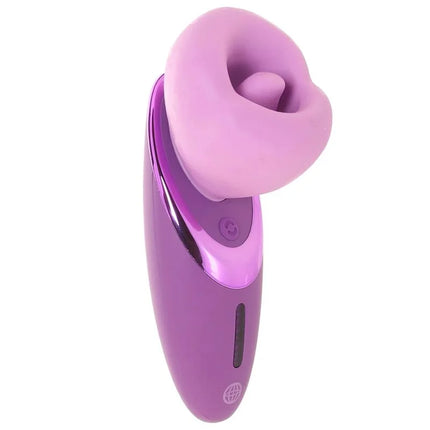 Fantasy for her vergnügungsvibrator in lila mit weichem, gebogenem kopf aus silikon und metallischem griff