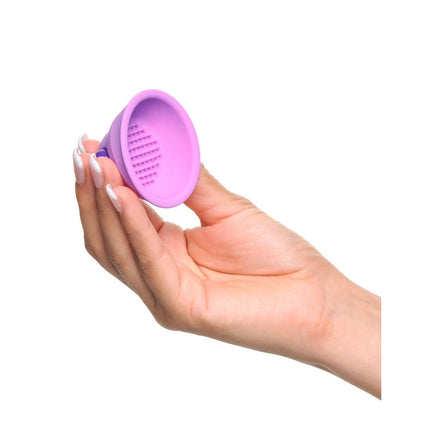 Weiche silikonschalen fantasy for her menstruationstasse in lavendel mit texturierter bürstenoberfläche