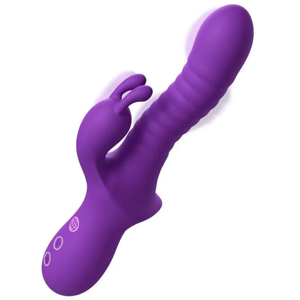 Lila silikon vibrator in hasenform mit strukturierten rillen und steuerungstasten für her von fantasy for her