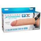 Fantasy x-tensions elite 20,3 cm hohl-silikon-strap-on in hautfarben mit dual-density und verstellbaren schwarzen gurten
