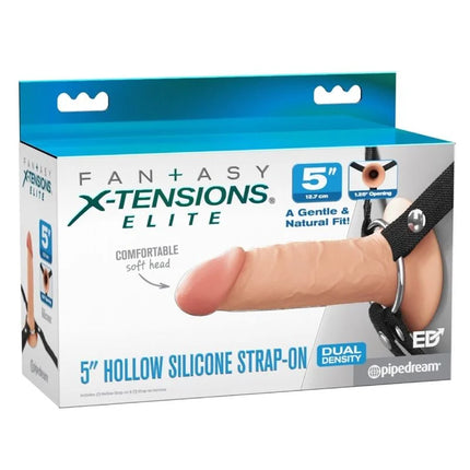 Fantasy x-tensions elite realistic hollow 12,7 cm silikon strap-on mit weichem kopf und dualer dichte design